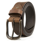 Vintage Distressed Single Pin Top Grain Leather Men's Belt