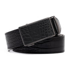 Crocodile Texture Patch Ratchet Buckle Red Teeth Men's Belt