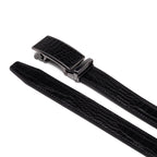 Crocodile Texture Patch Ratchet Buckle Red Teeth Men's Belt