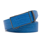 Crocodile Texture Patch Ratchet Buckle Red Teeth Men's Belt