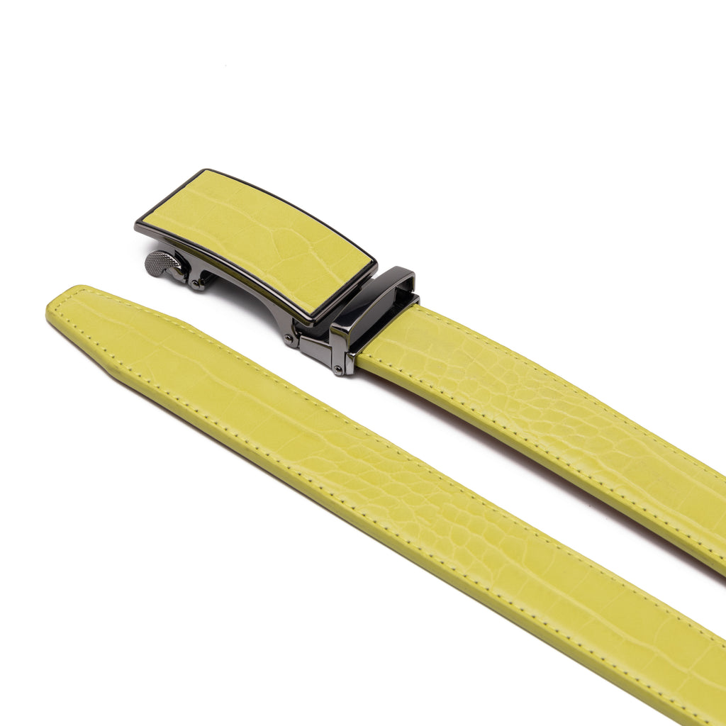 Crocodile Texture Patch Ratchet Buckle Red Teeth Men's Belt
