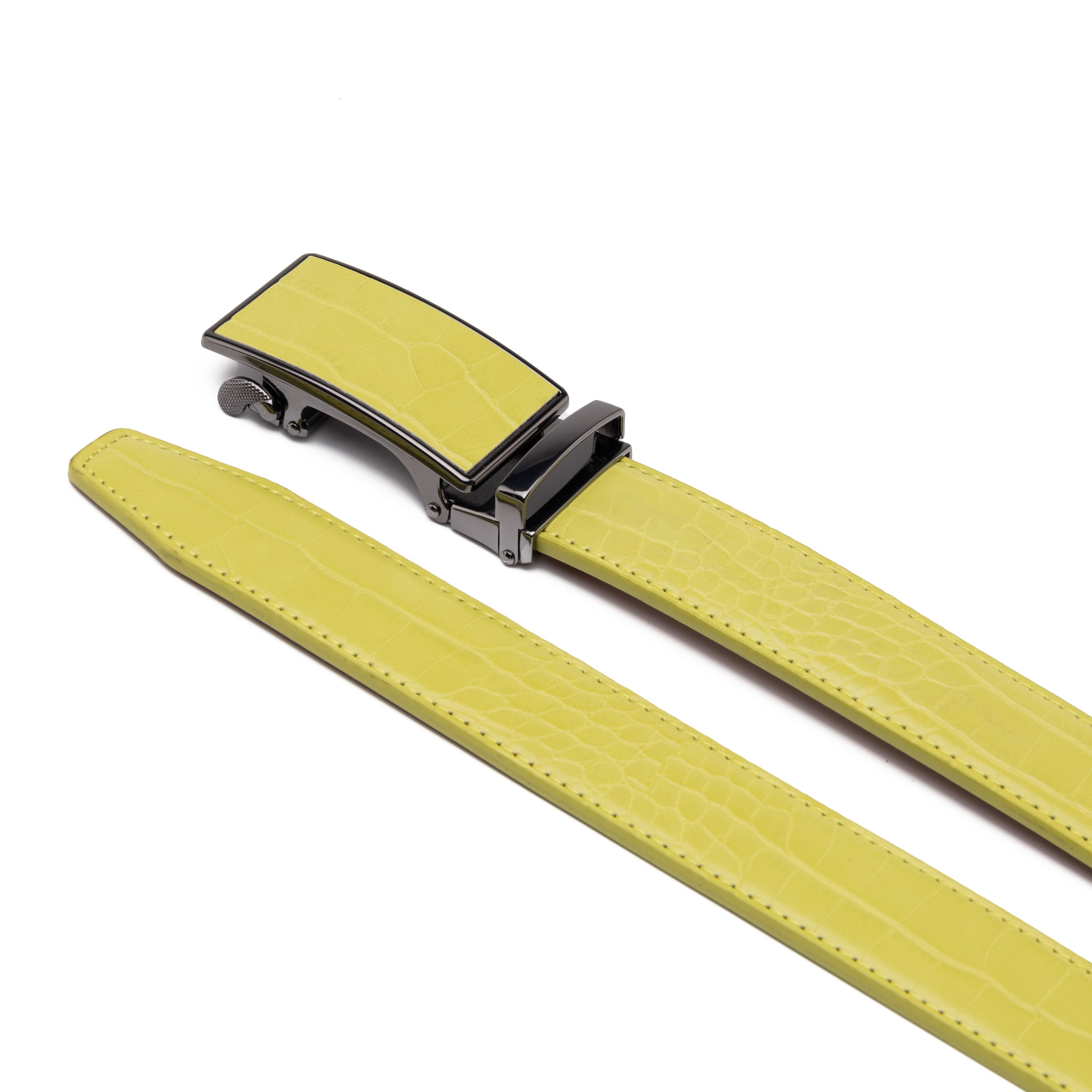 Crocodile Texture Patch Ratchet Buckle Red Teeth Men's Belt