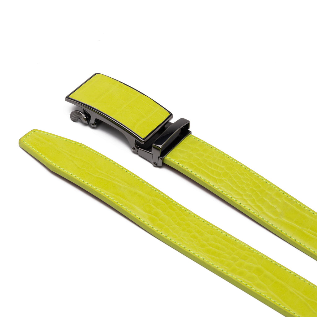 Crocodile Texture Patch Ratchet Buckle Red Teeth Men's Belt