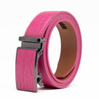Crocodile Texture Patch Ratchet Buckle Red Teeth Men's Belt