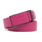 Crocodile Texture Patch Ratchet Buckle Red Teeth Men's Belt