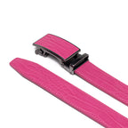 Crocodile Texture Patch Ratchet Buckle Red Teeth Men's Belt