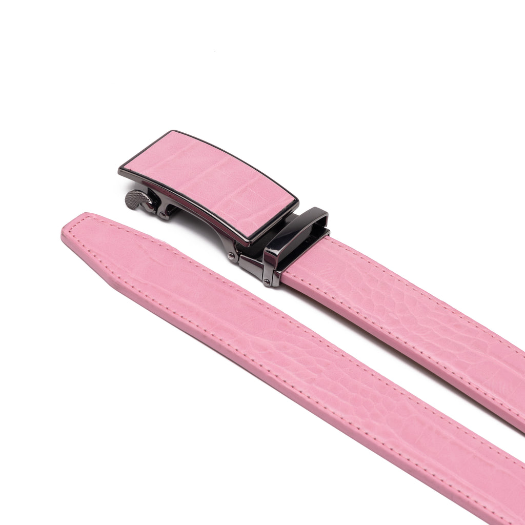Crocodile Texture Patch Ratchet Buckle Red Teeth Men's Belt