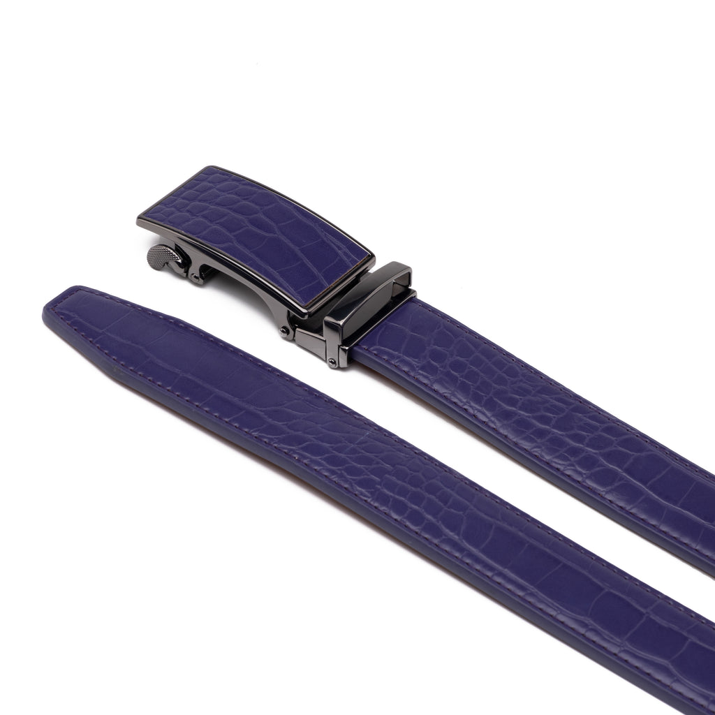 Crocodile Texture Patch Ratchet Buckle Red Teeth Men's Belt