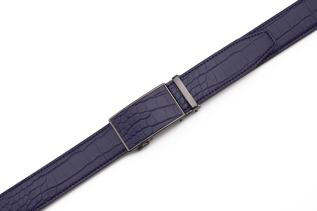Crocodile Texture Patch Ratchet Buckle Red Teeth Men's Belt