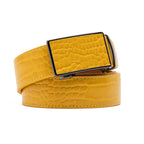 Crocodile Texture Patch Ratchet Buckle Red Teeth Men's Belt