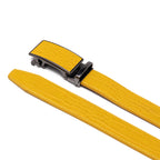 Crocodile Texture Patch Ratchet Buckle Red Teeth Men's Belt