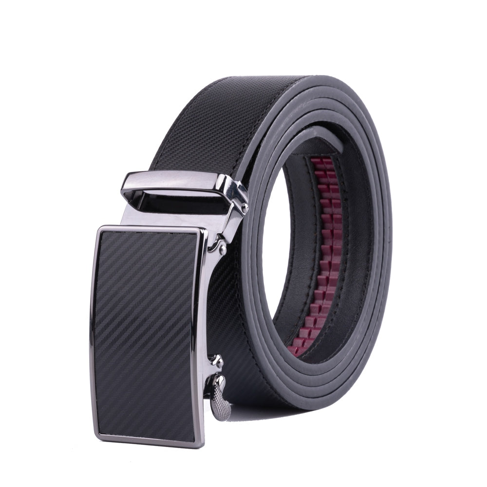 Carbon Fiber Texture Red Teeth Ratchet Buckle Business Belt for Men Secondary image