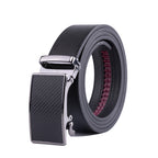 Carbon Fiber Texture Red Teeth Ratchet Buckle Business Belt for Men