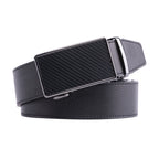 Carbon Fiber Texture Red Teeth Ratchet Buckle Business Belt for Men