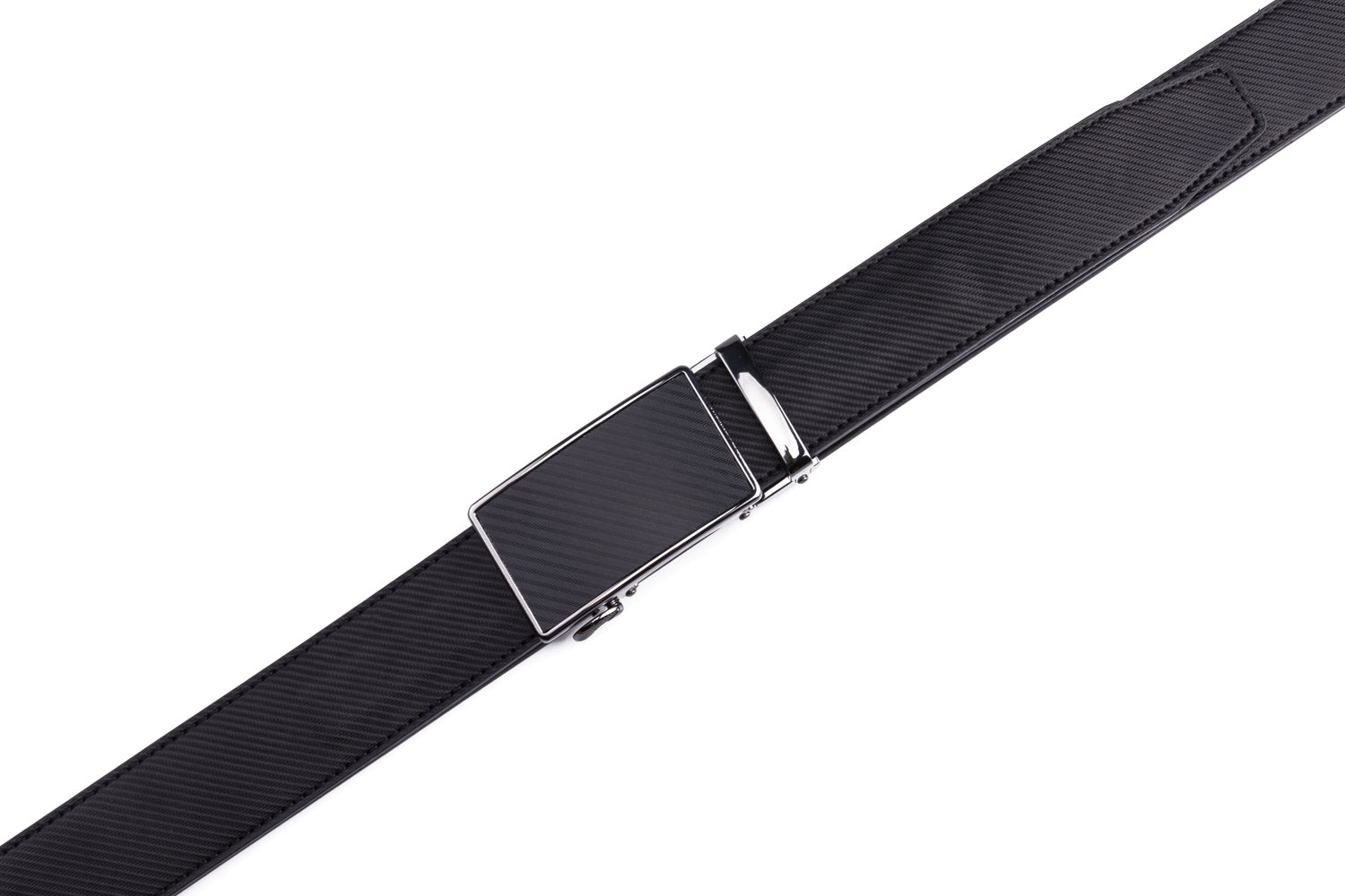 Carbon Fiber Texture Red Teeth Ratchet Buckle Business Belt for Men