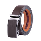 Carbon Fiber Texture Red Teeth Ratchet Buckle Business Belt for Men