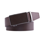 Carbon Fiber Texture Red Teeth Ratchet Buckle Business Belt for Men