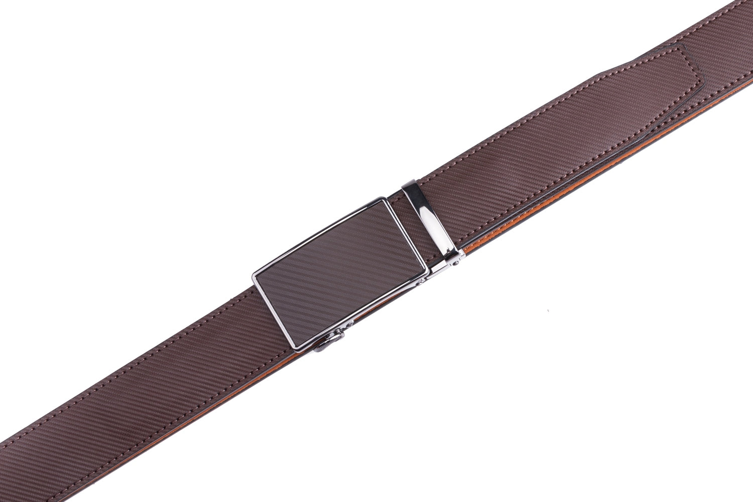 Carbon Fiber Texture Red Teeth Ratchet Buckle Business Belt for Men