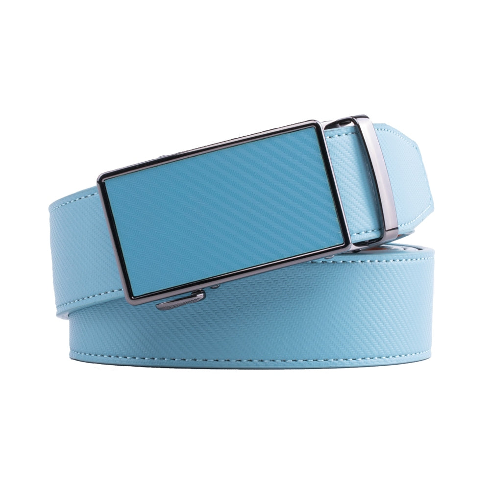 Carbon Fiber Texture Red Teeth Ratchet Buckle Business Belt for Men