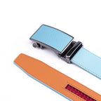 Carbon Fiber Texture Red Teeth Ratchet Buckle Business Belt for Men