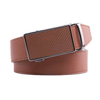 Carbon Fiber Texture Red Teeth Ratchet Buckle Business Belt for Men