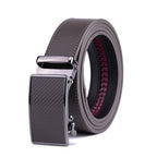 Carbon Fiber Texture Red Teeth Ratchet Buckle Business Belt for Men