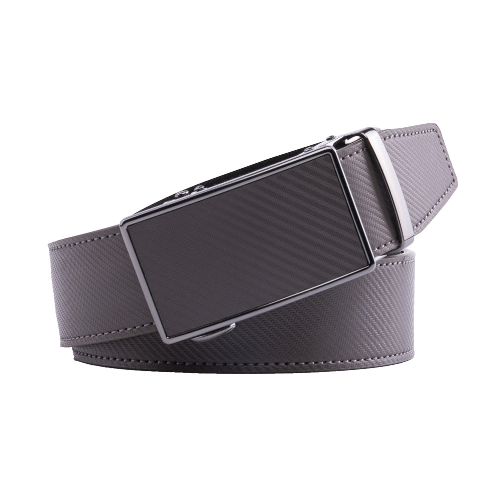 Carbon Fiber Texture Red Teeth Ratchet Buckle Business Belt for Men