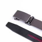Carbon Fiber Texture Red Teeth Ratchet Buckle Business Belt for Men