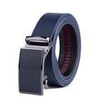 Carbon Fiber Texture Red Teeth Ratchet Buckle Business Belt for Men