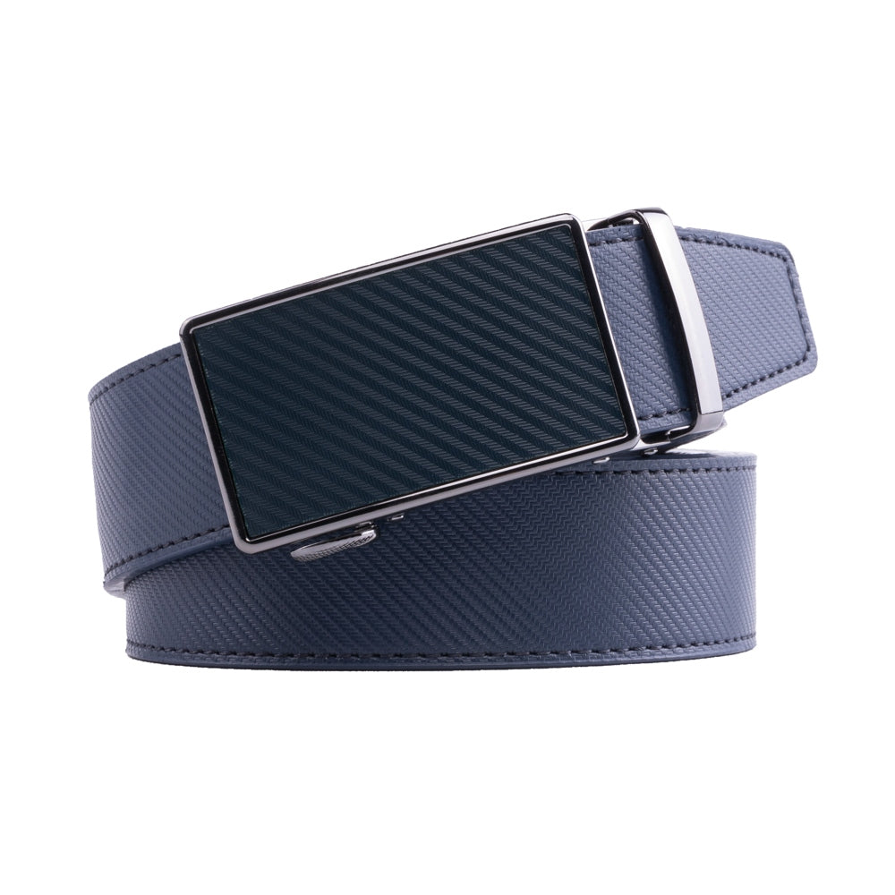 Carbon Fiber Texture Red Teeth Ratchet Buckle Business Belt for Men