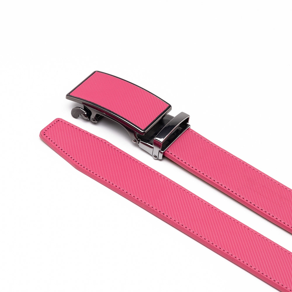 Carbon Fiber Texture Red Teeth Ratchet Buckle Business Belt for Men