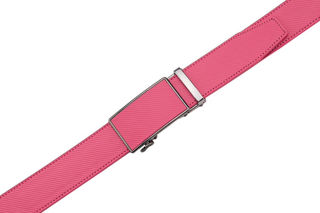 Carbon Fiber Texture Red Teeth Ratchet Buckle Business Belt for Men