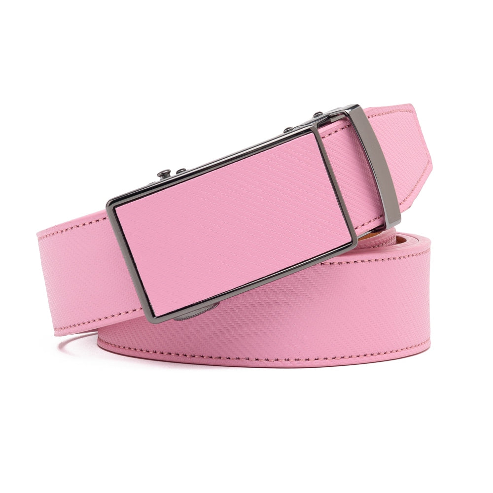 Carbon Fiber Texture Red Teeth Ratchet Buckle Business Belt for Men