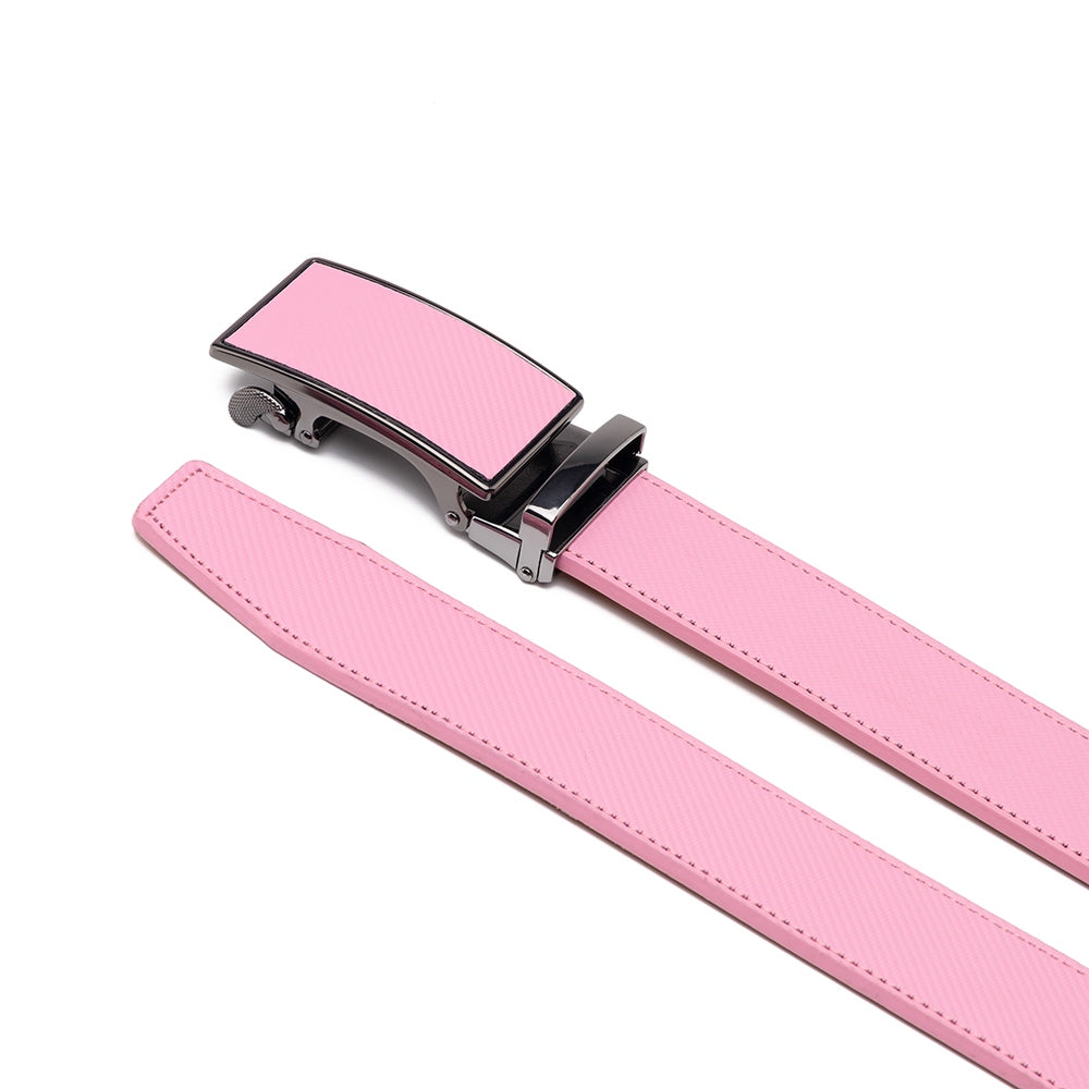 Carbon Fiber Texture Red Teeth Ratchet Buckle Business Belt for Men