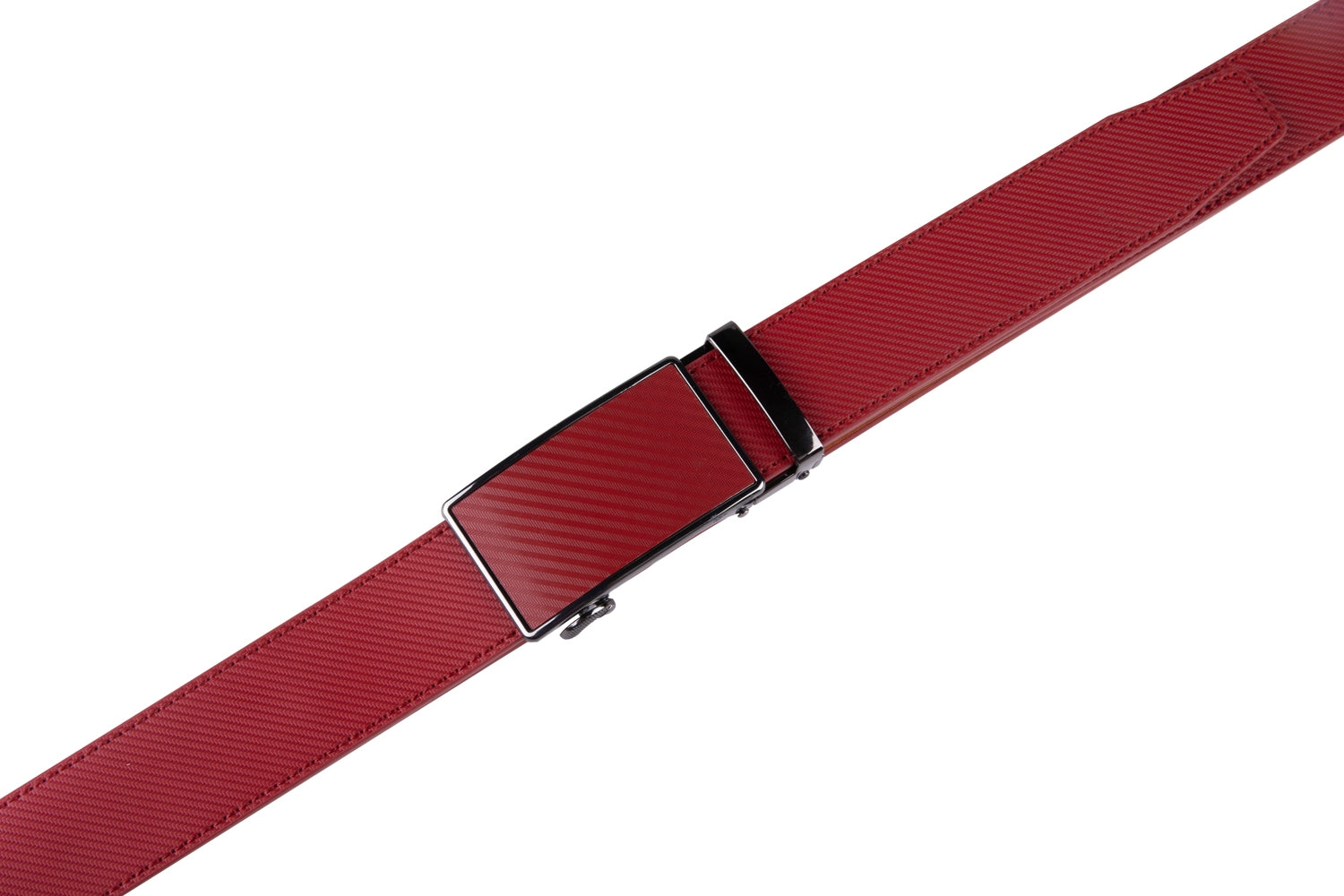 Carbon Fiber Texture Red Teeth Ratchet Buckle Business Belt for Men