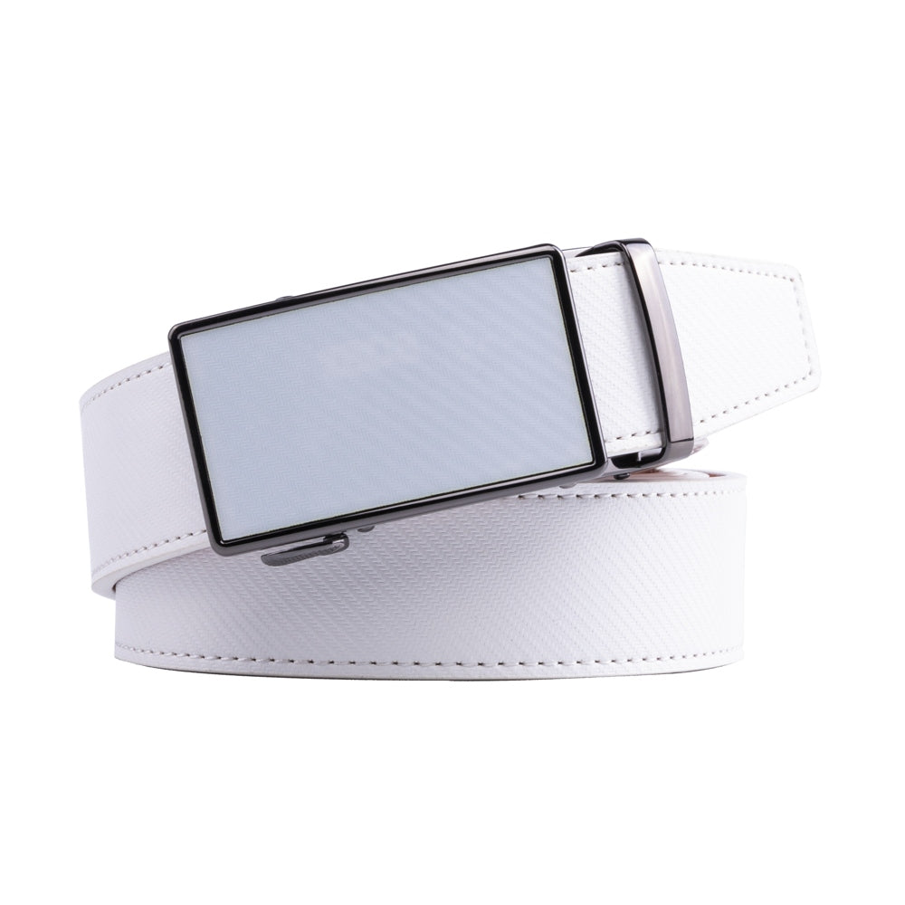 Carbon Fiber Texture Red Teeth Ratchet Buckle Business Belt for Men