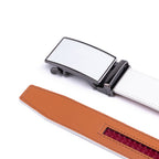 Carbon Fiber Texture Red Teeth Ratchet Buckle Business Belt for Men