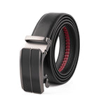 Minimalist Textured Red Teeth Ratchet Buckle Business Belt for Men