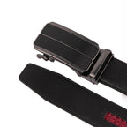 Minimalist Textured Red Teeth Ratchet Buckle Business Belt for Men