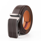Minimalist Textured Red Teeth Ratchet Buckle Business Belt for Men
