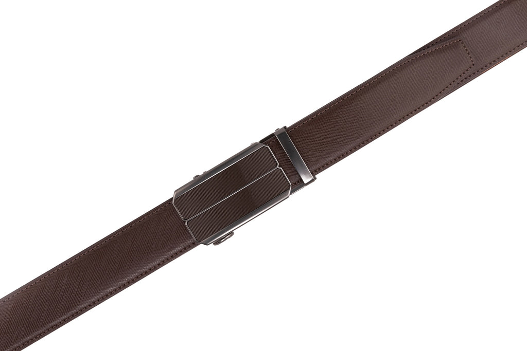 Minimalist Textured Red Teeth Ratchet Buckle Business Belt for Men