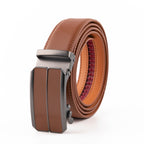 Minimalist Textured Red Teeth Ratchet Buckle Business Belt for Men