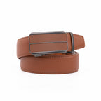 Minimalist Textured Red Teeth Ratchet Buckle Business Belt for Men