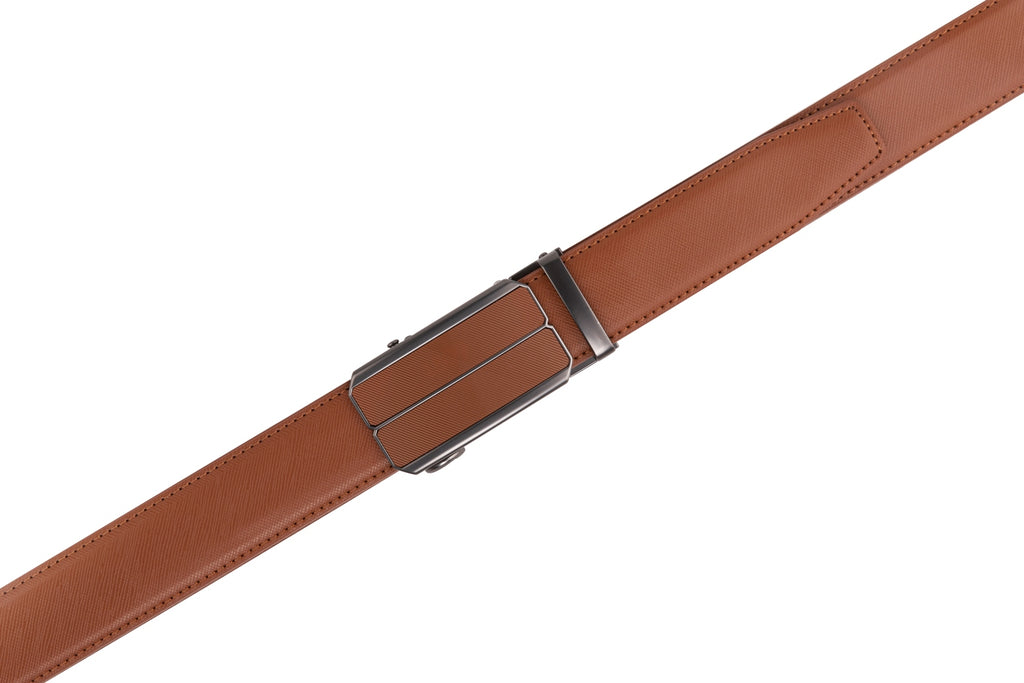 Minimalist Textured Red Teeth Ratchet Buckle Business Belt for Men