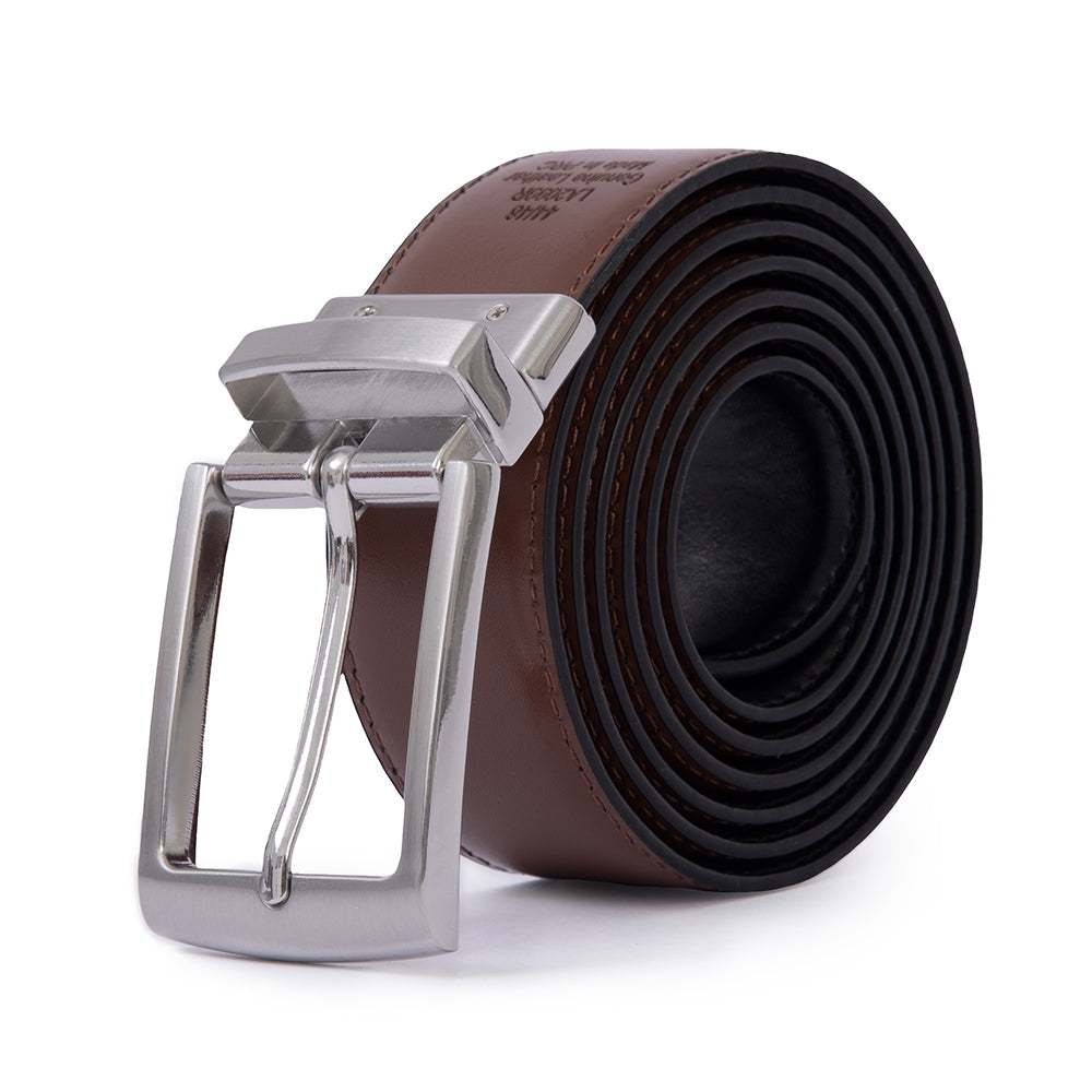 Men's Reversible Leather Belt – Rotating Pin Buckle Business Casual Belt