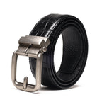 Crocodile Texture Antique Silver Ratchet Buckle Men's Belt