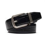 Crocodile Texture Antique Silver Ratchet Buckle Men's Belt