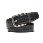 Crocodile Texture Antique Silver Ratchet Buckle Men's Belt