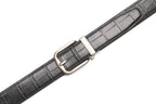 Crocodile Texture Antique Silver Ratchet Buckle Men's Belt