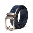 Crocodile Texture Antique Silver Ratchet Buckle Men's Belt